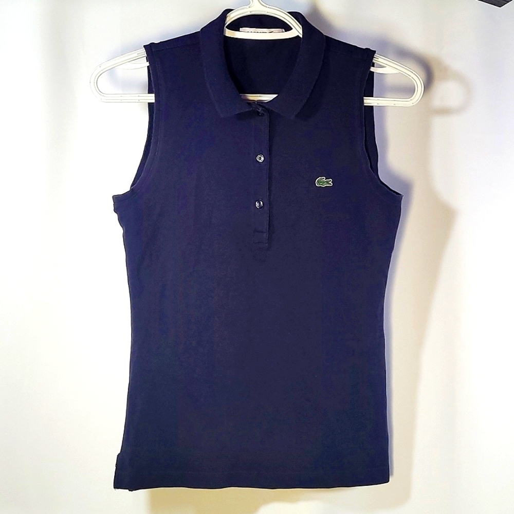 Lacoste 🐊 Sleeveless Polo, Navy, 32 (XS)